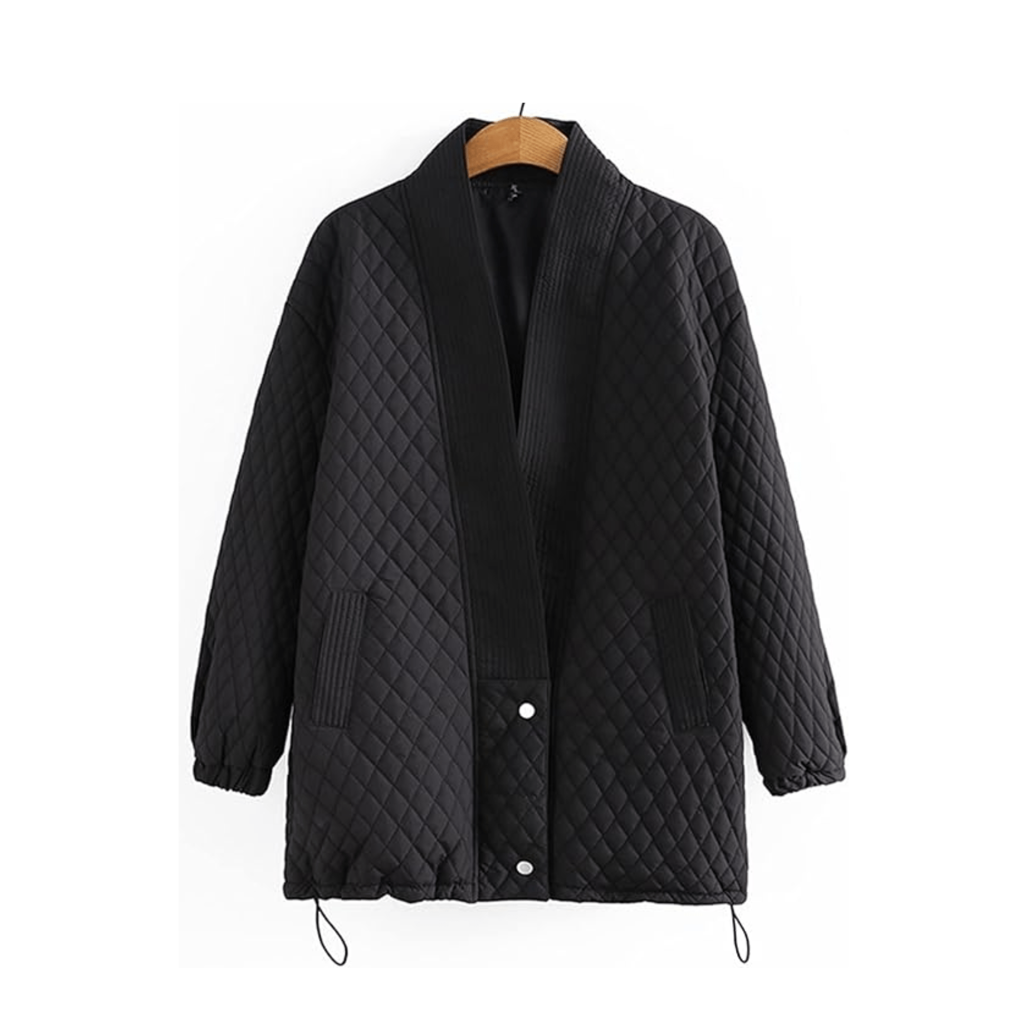 Quilted Sash Lapel Drawstring Jacket - Kelly Obi New York