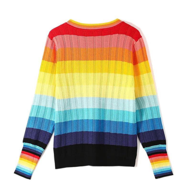 Rainbow Stripes Knitted Sweater - Kelly Obi New York