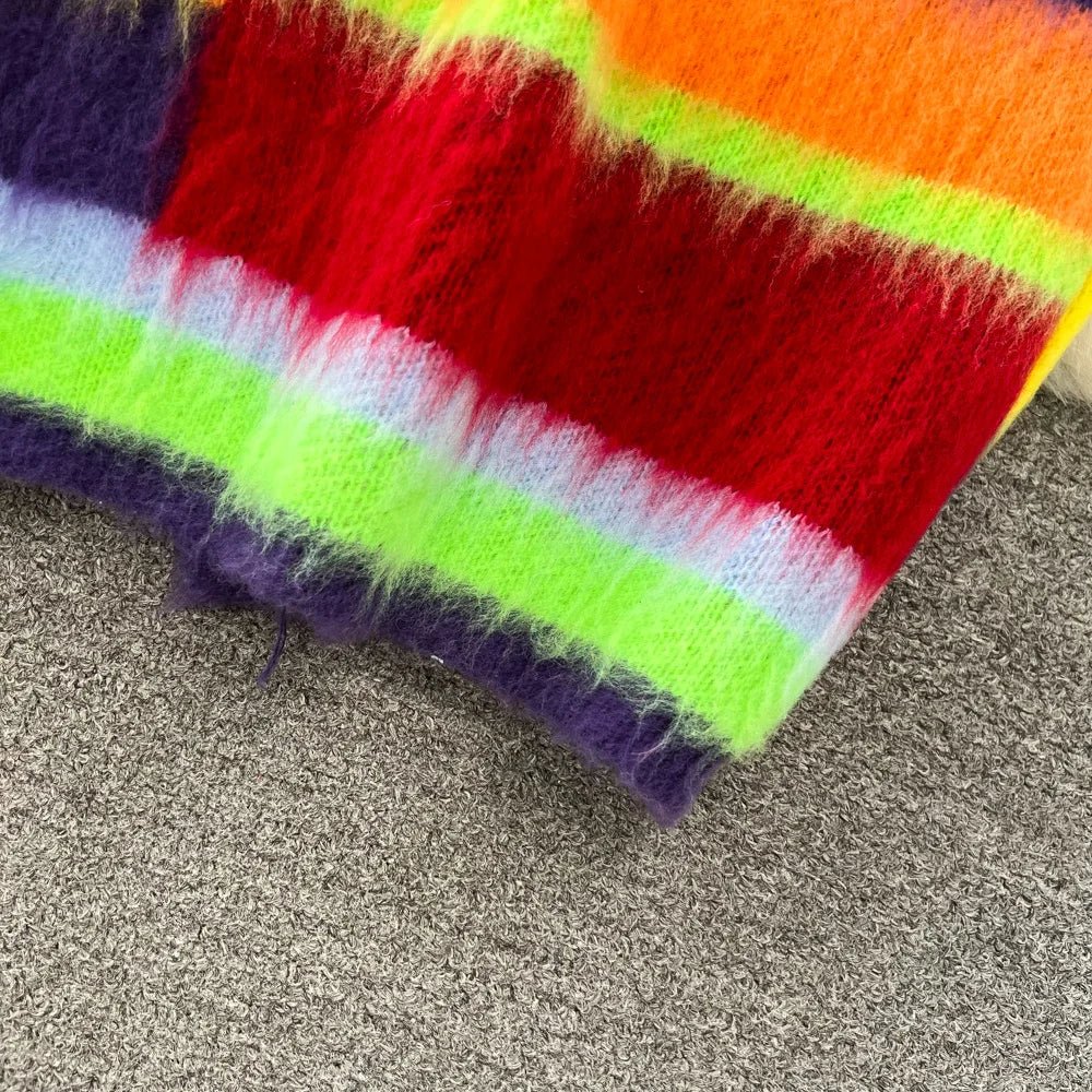 Rainbow Stripes Long Knitted Dress - Kelly Obi New York
