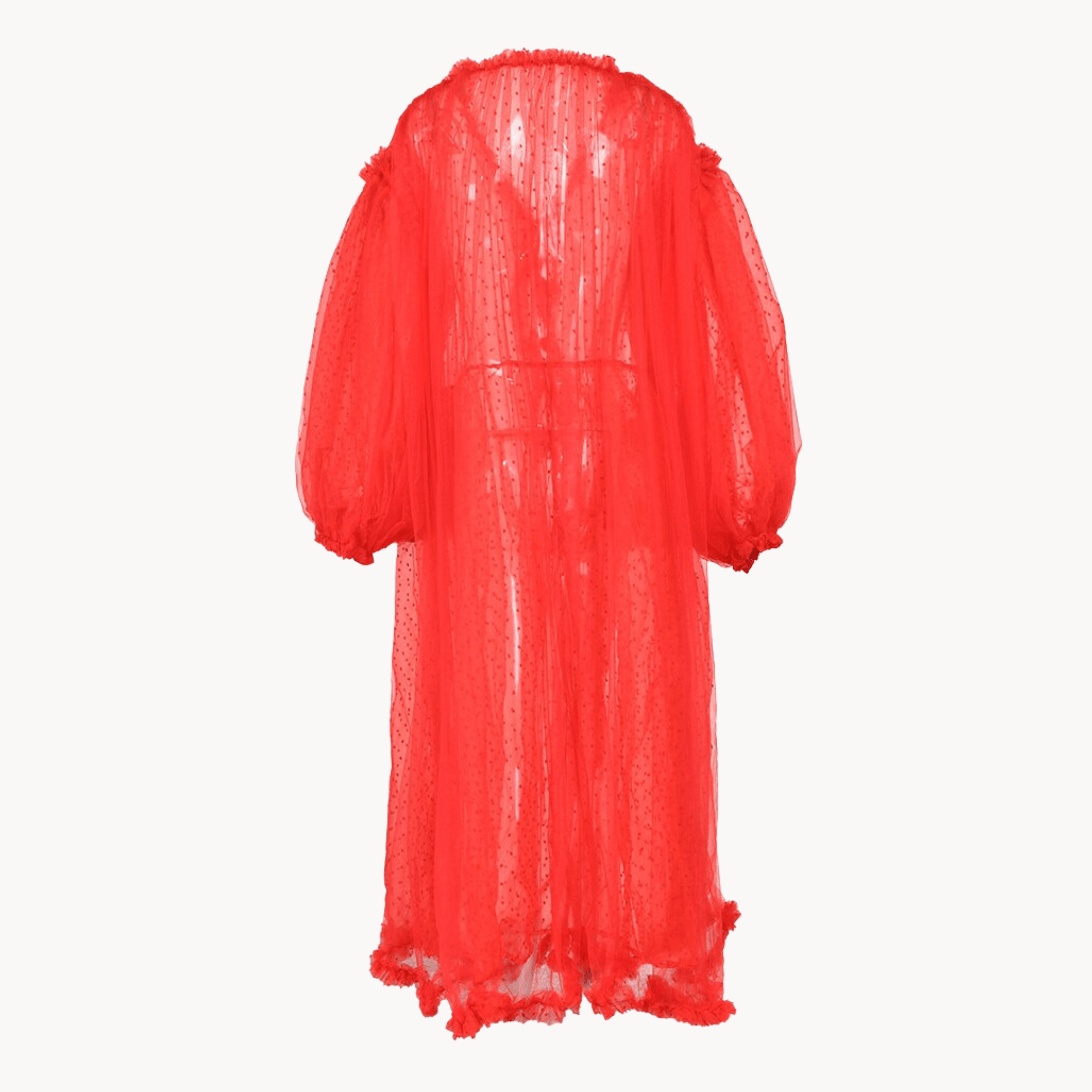 Red Dots Loose-Fit Mesh Duster - Kelly Obi New York