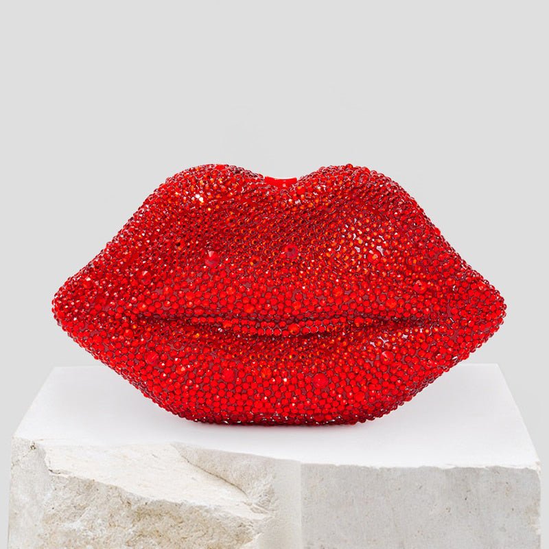 Red Lip Rhinestone Handbag - Kelly Obi New York