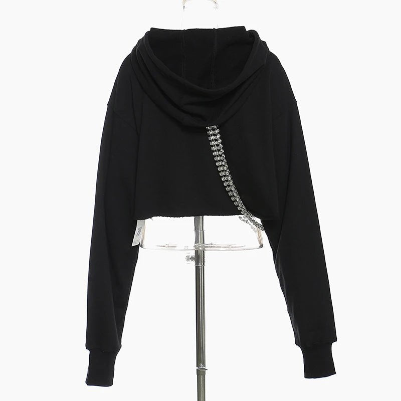 Rhinestone Chain Hooded Sweatshirt - Kelly Obi New York