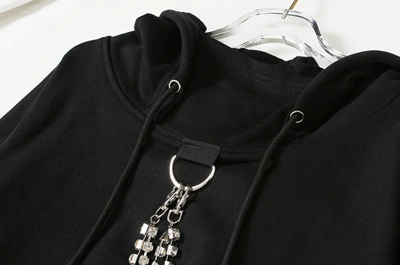 Rhinestone Chain Hooded Sweatshirt - Kelly Obi New York