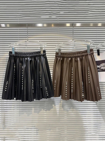 Rhinestone Pleated Mini Skirt - Kelly Obi New York