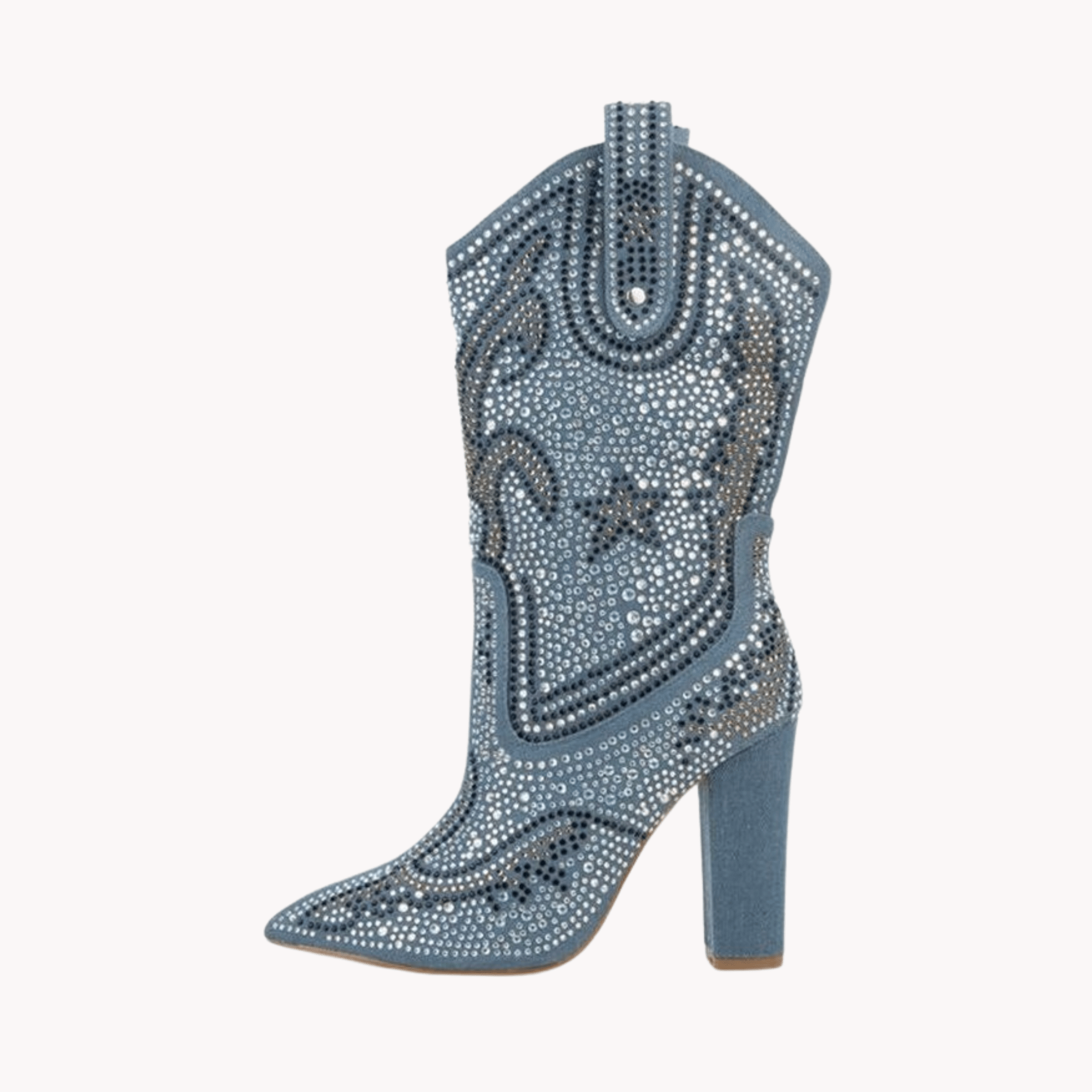 Rhinestone Studded Western Boots - Kelly Obi New York