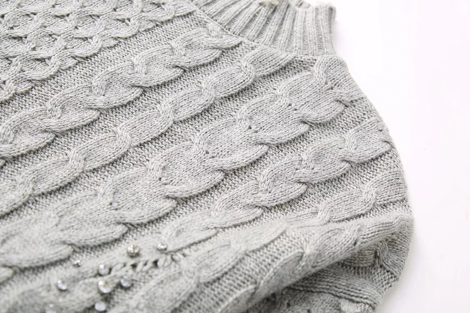 Rhinestones Cable Knit Sweater - Kelly Obi New York