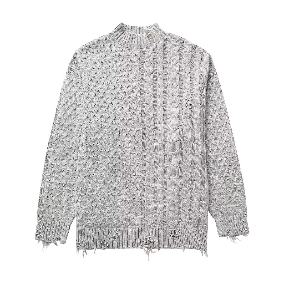 Rhinestones Cable Knit Sweater - Kelly Obi New York