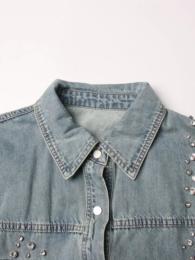 Rhinestones Shower Denim Jacket - Kelly Obi New York