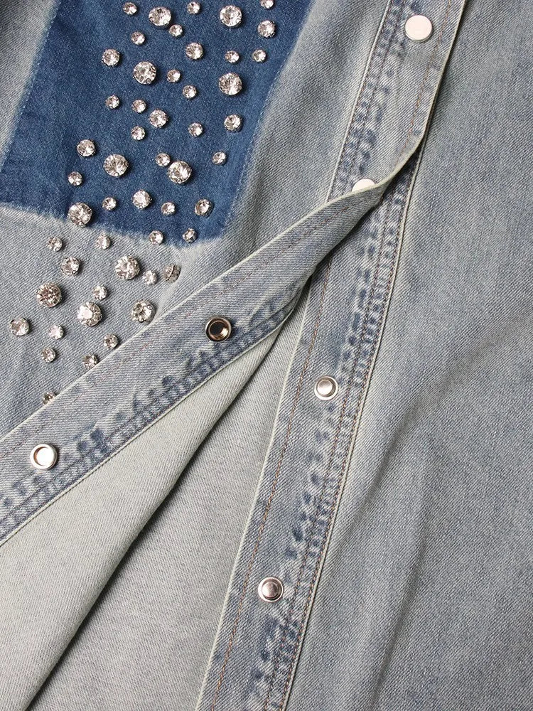 Rhinestones Shower Denim Jacket - Kelly Obi New York