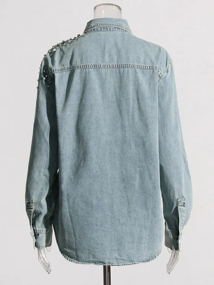 Rhinestones Shower Denim Jacket - Kelly Obi New York