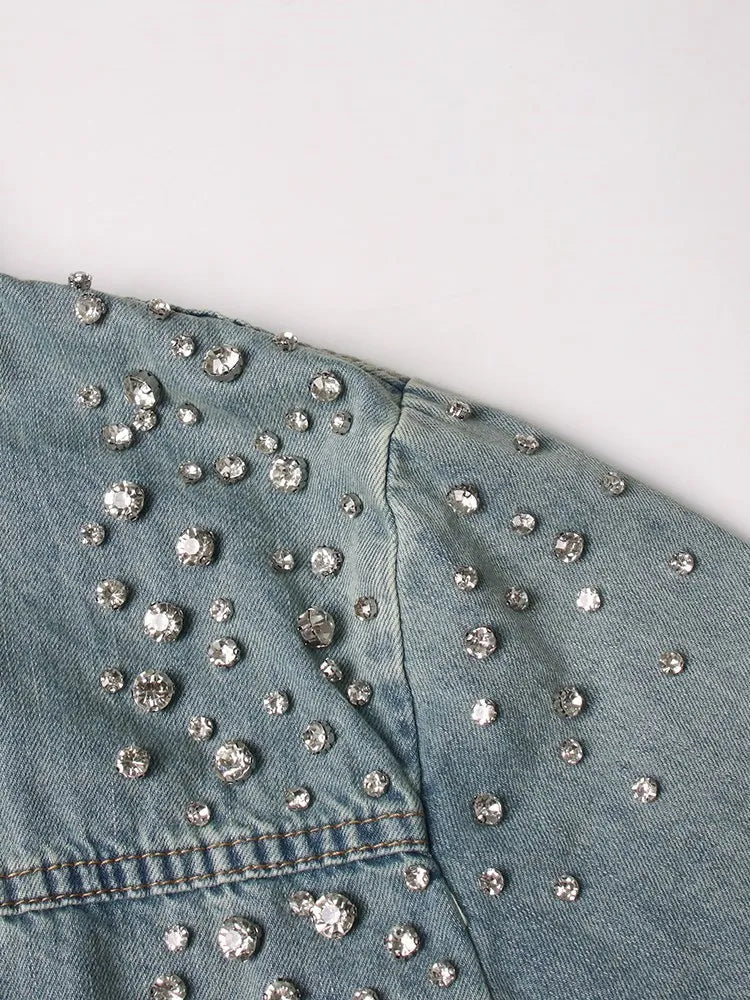 Rhinestones Shower Denim Jacket - Kelly Obi New York