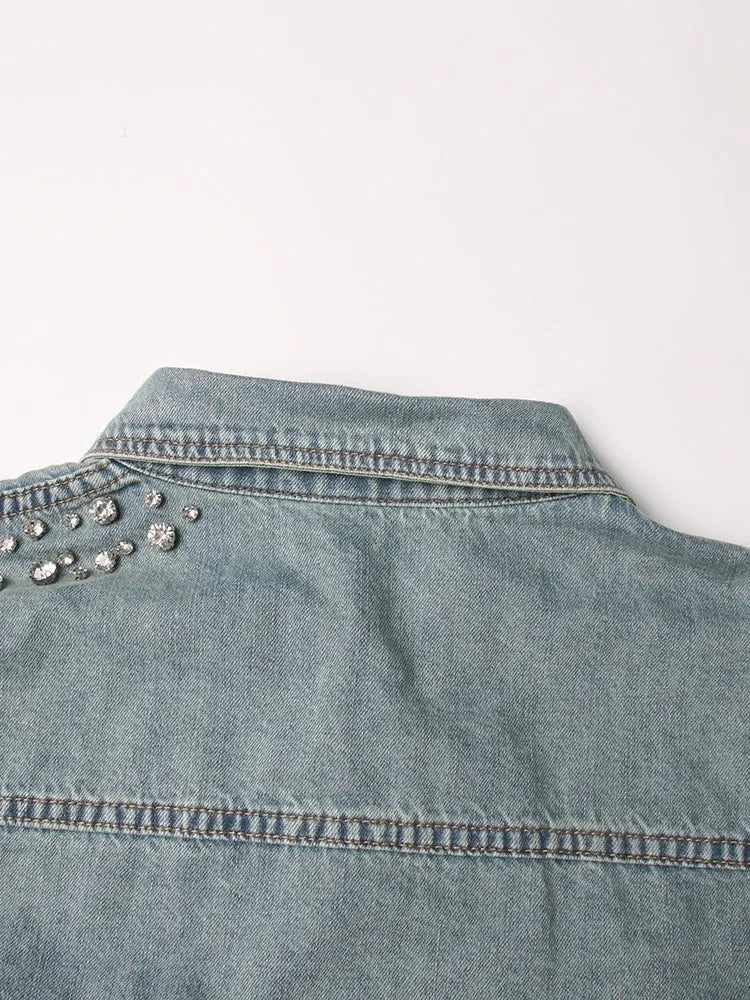 Rhinestones Shower Denim Jacket - Kelly Obi New York