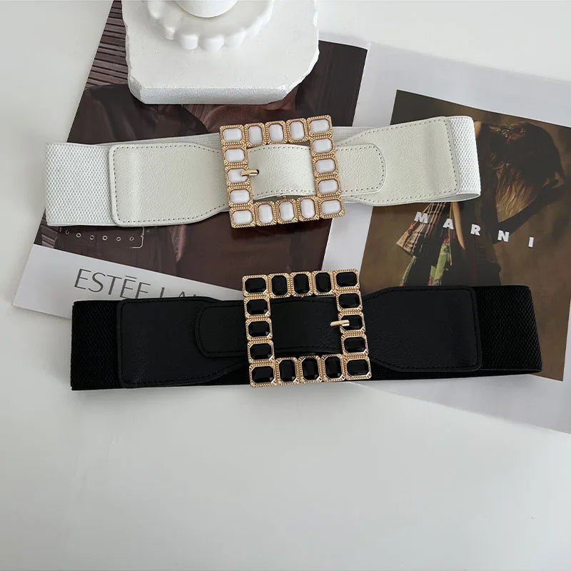 Rhinestones Square Buckle Belt - Kelly Obi New York