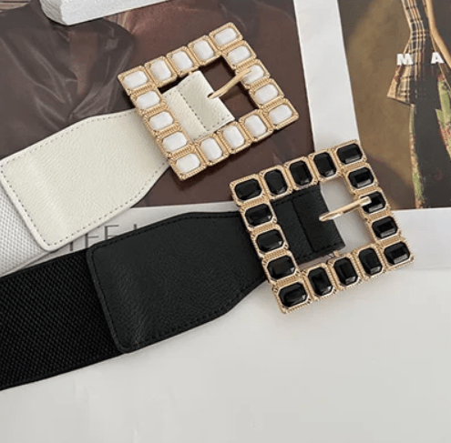 Rhinestones Square Buckle Belt - Kelly Obi New York