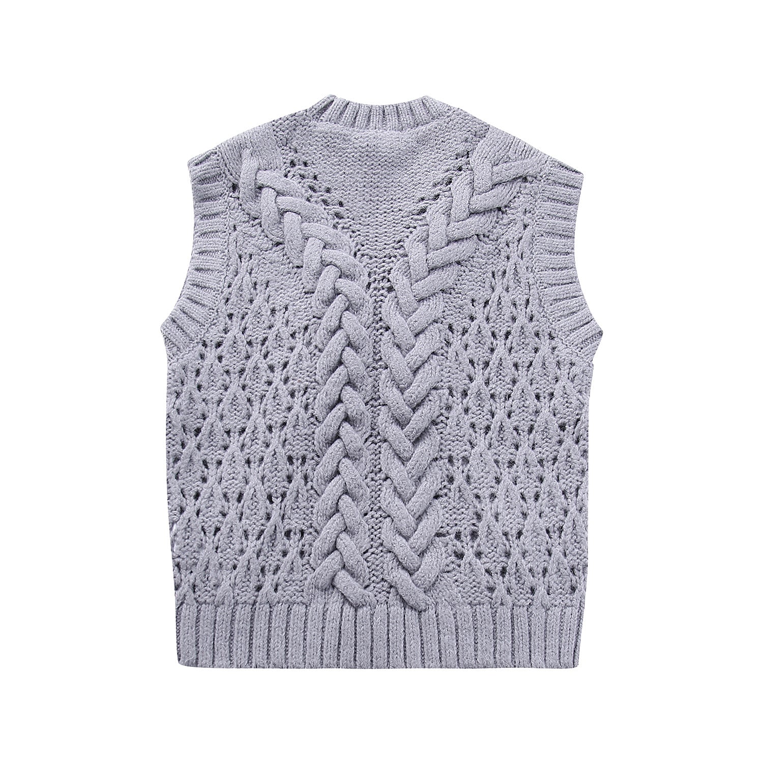 Ribbed Cable Knit Vest - Kelly Obi New York