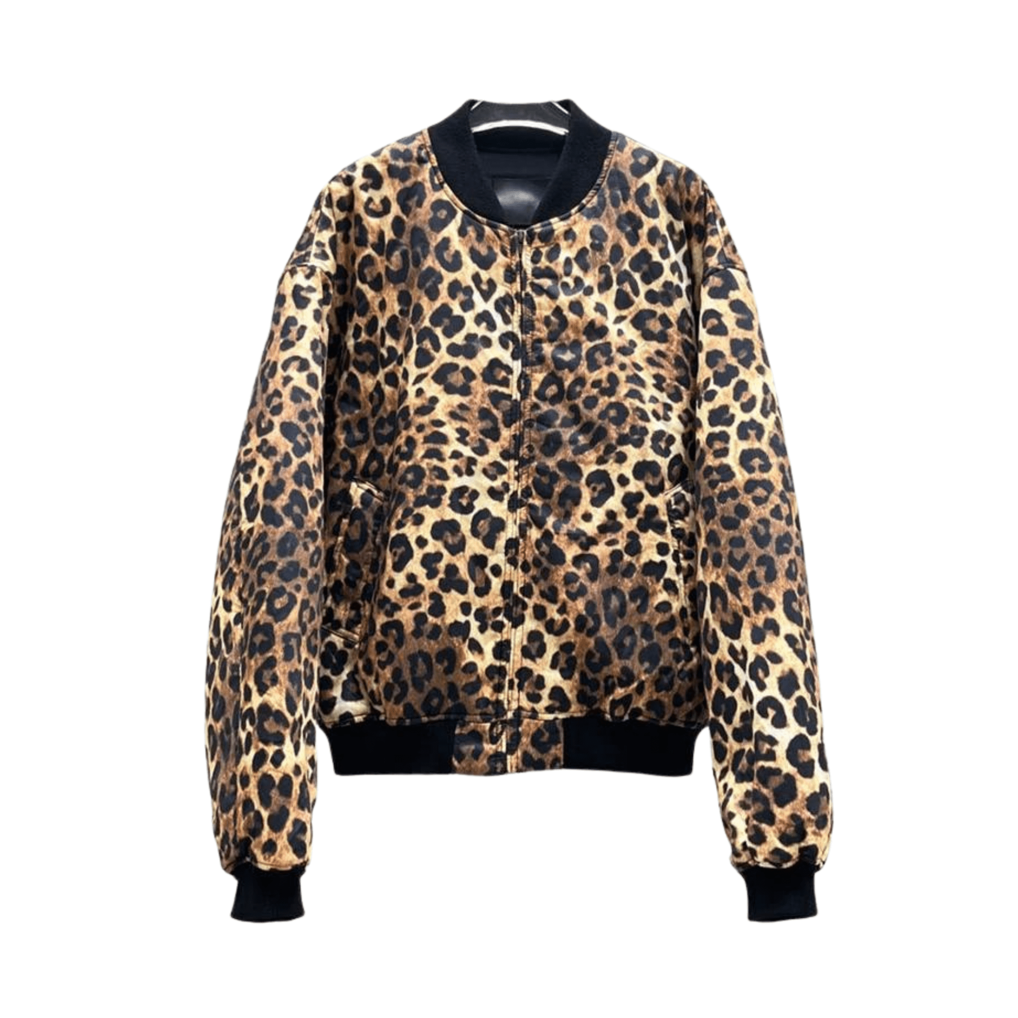 Ribbed Cuff and Collar Leopard Jacket - Kelly Obi New York