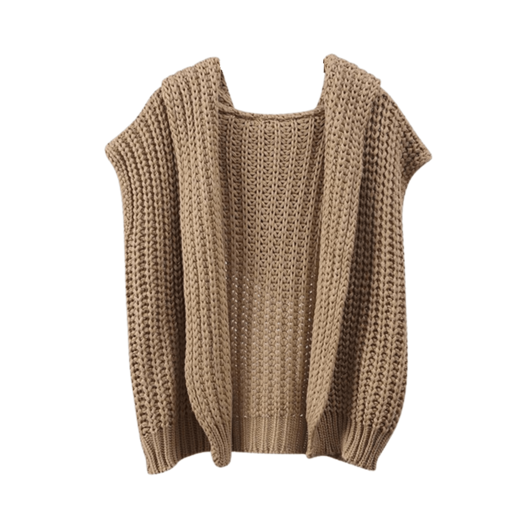 Ribbed Hem Hooded Knit Vest - Kelly Obi New York