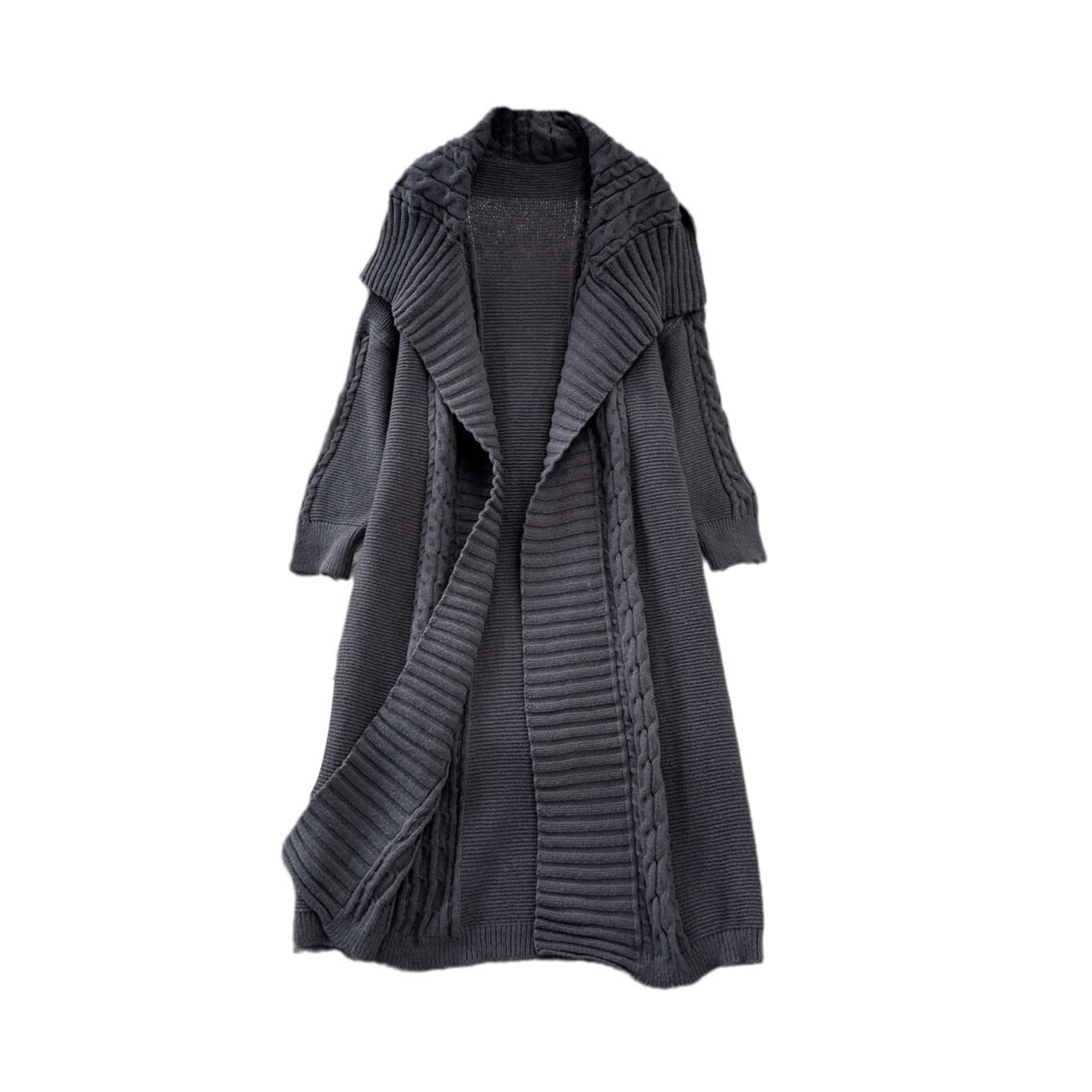 Ribbed Knitted Long Coat - Kelly Obi New York