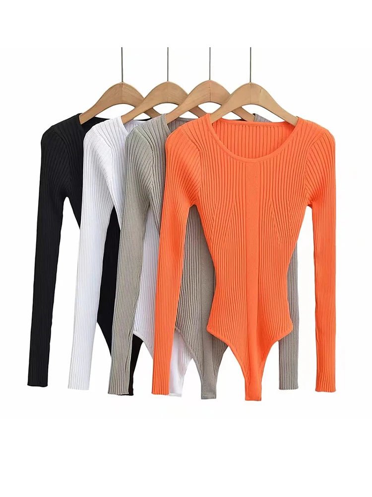 Ribbed Stretchable Knit Bodysuit - Kelly Obi New York