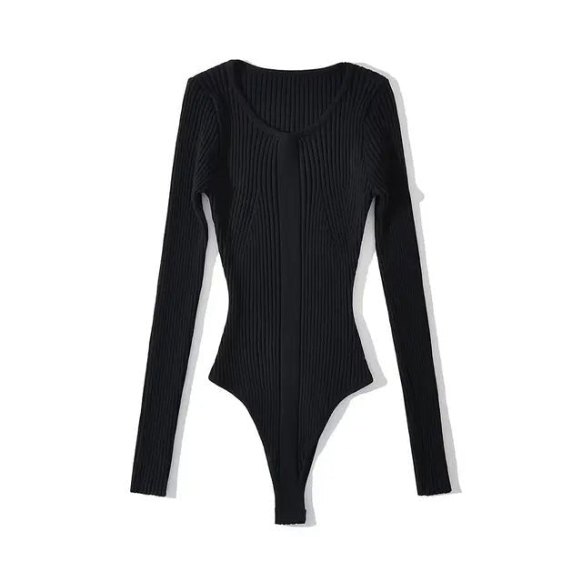 Ribbed Stretchable Knit Bodysuit - Kelly Obi New York