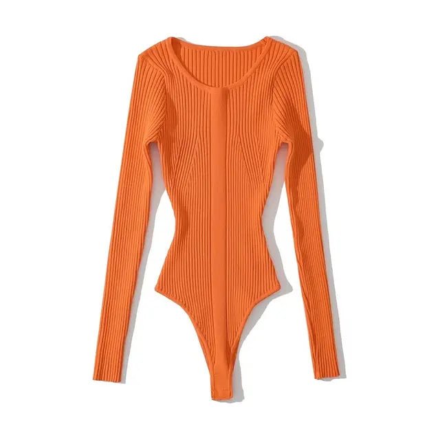 Ribbed Stretchable Knit Bodysuit - Kelly Obi New York