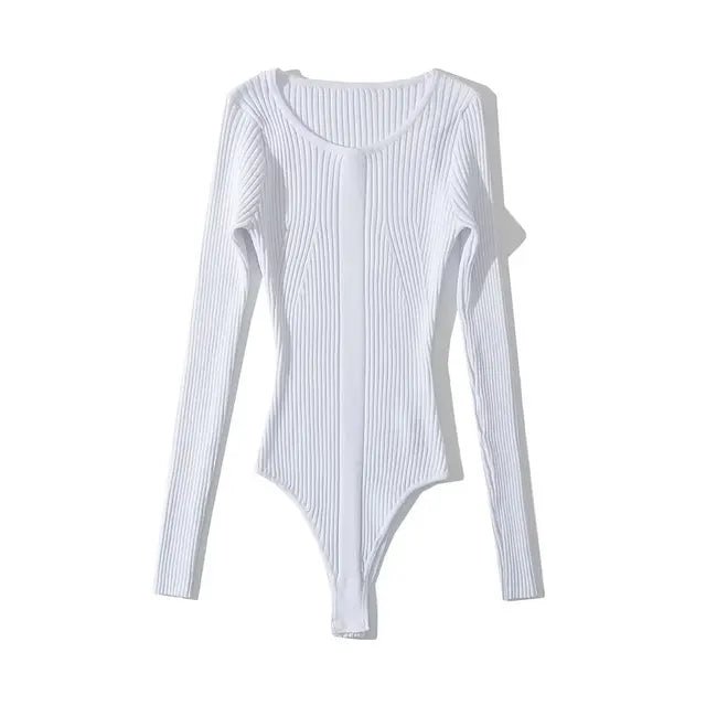 Ribbed Stretchable Knit Bodysuit - Kelly Obi New York