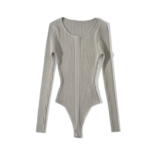 Ribbed Stretchable Knit Bodysuit - Kelly Obi New York