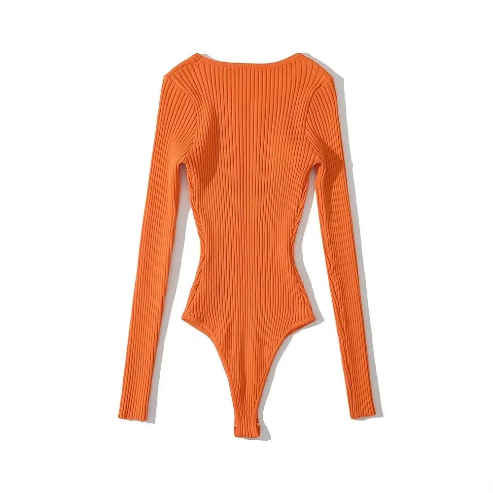 Ribbed Stretchable Knit Bodysuit - Kelly Obi New York