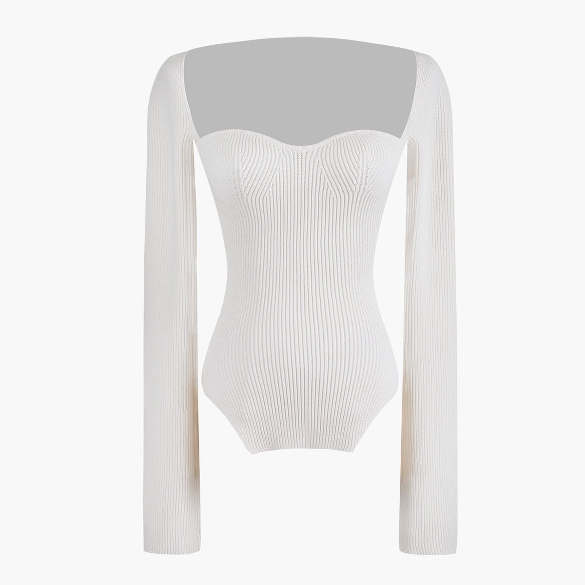 Ribbed Sweetheart Long Sleeve Top - Kelly Obi New York