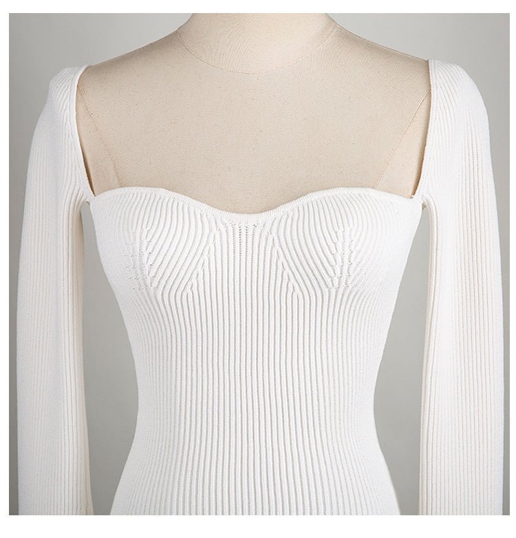 Ribbed Sweetheart Long Sleeve Top - Kelly Obi New York