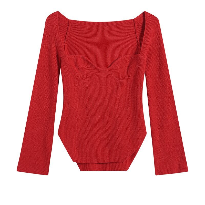 Ribbed Sweetheart Long Sleeve Top - Kelly Obi New York