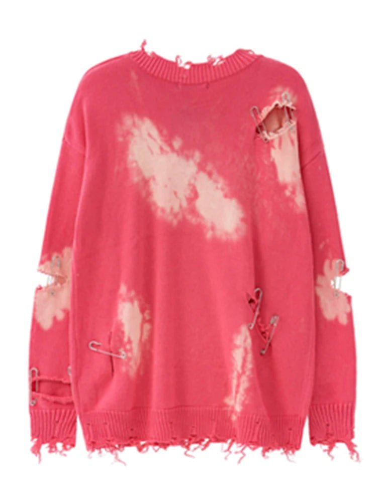 Rips Pins Distressed Knit Sweater - Kelly Obi New York