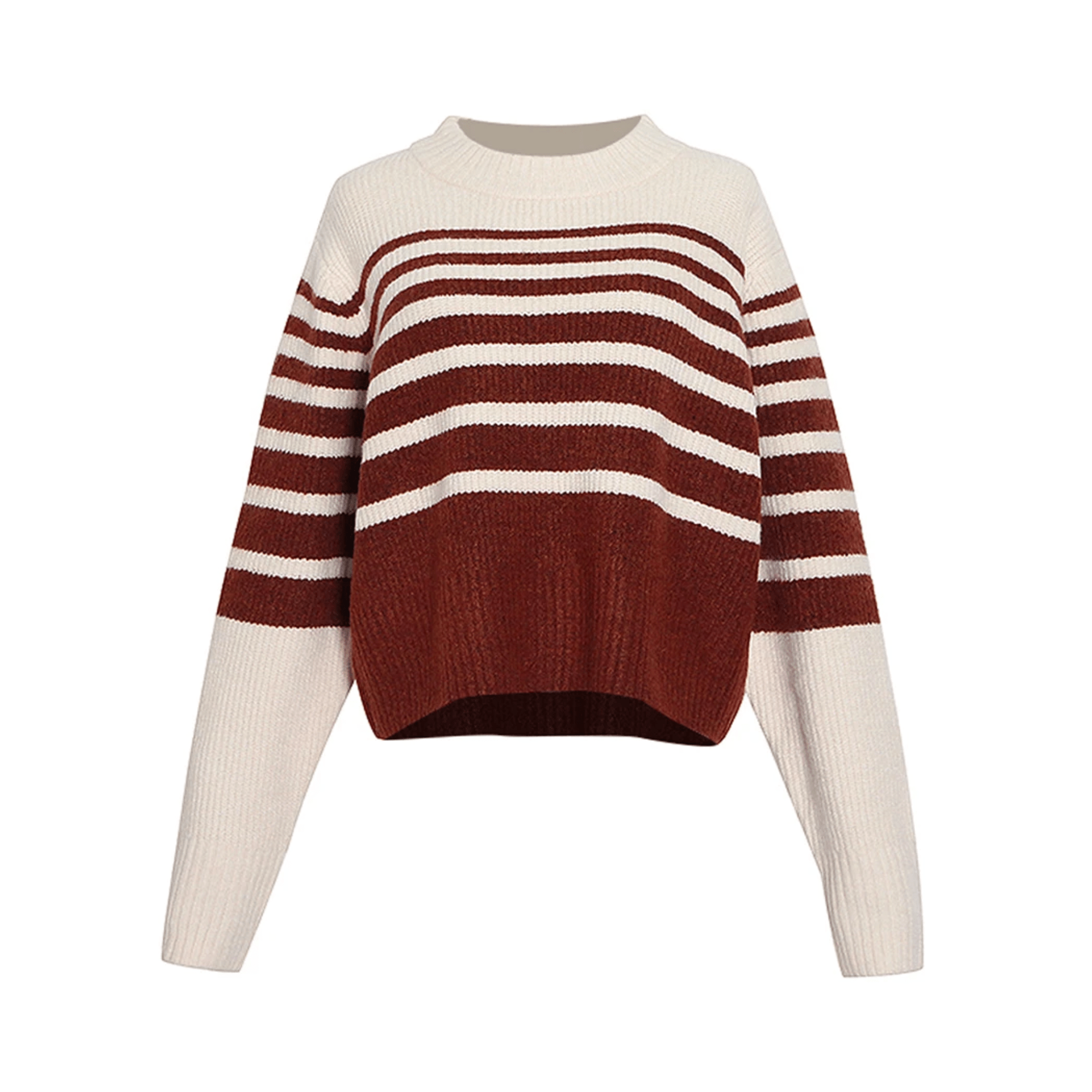 Round Neck Striped Knit Sweater - Kelly Obi New York