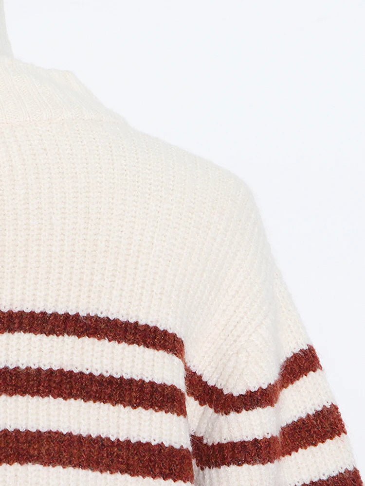 Round Neck Striped Knit Sweater - Kelly Obi New York