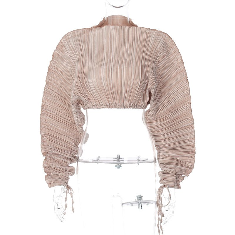 Ruched Pleated Cropped Top - Kelly Obi New York