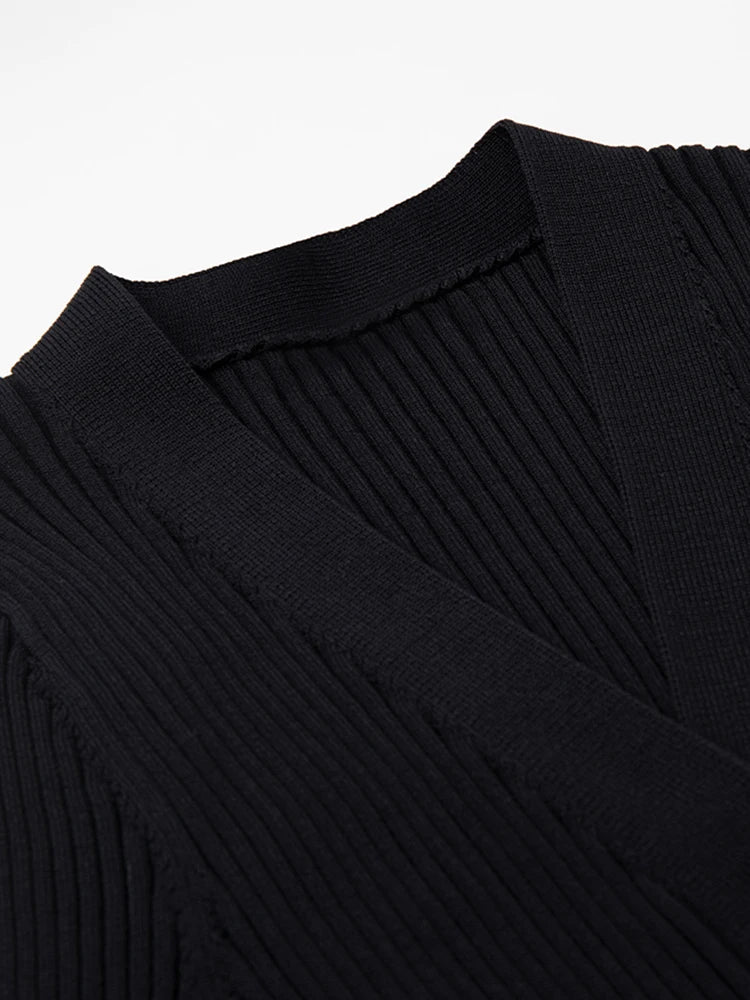 Ruffled Button Down Knit Sweater - Kelly Obi New York