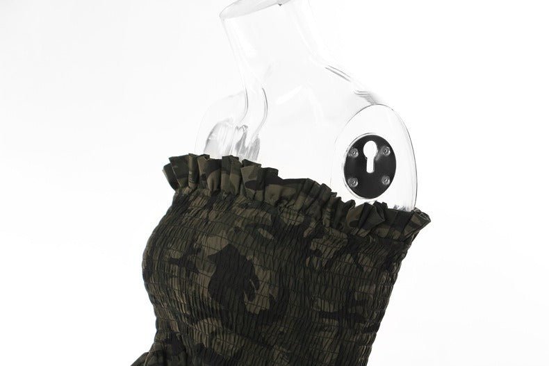 Ruffled Camouflage Sleeveless Cropped Top - Kelly Obi New York