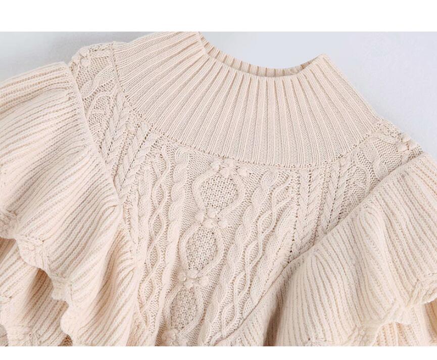 Ruffled Knitted Cropped Pullover Sweater - Kelly Obi New York