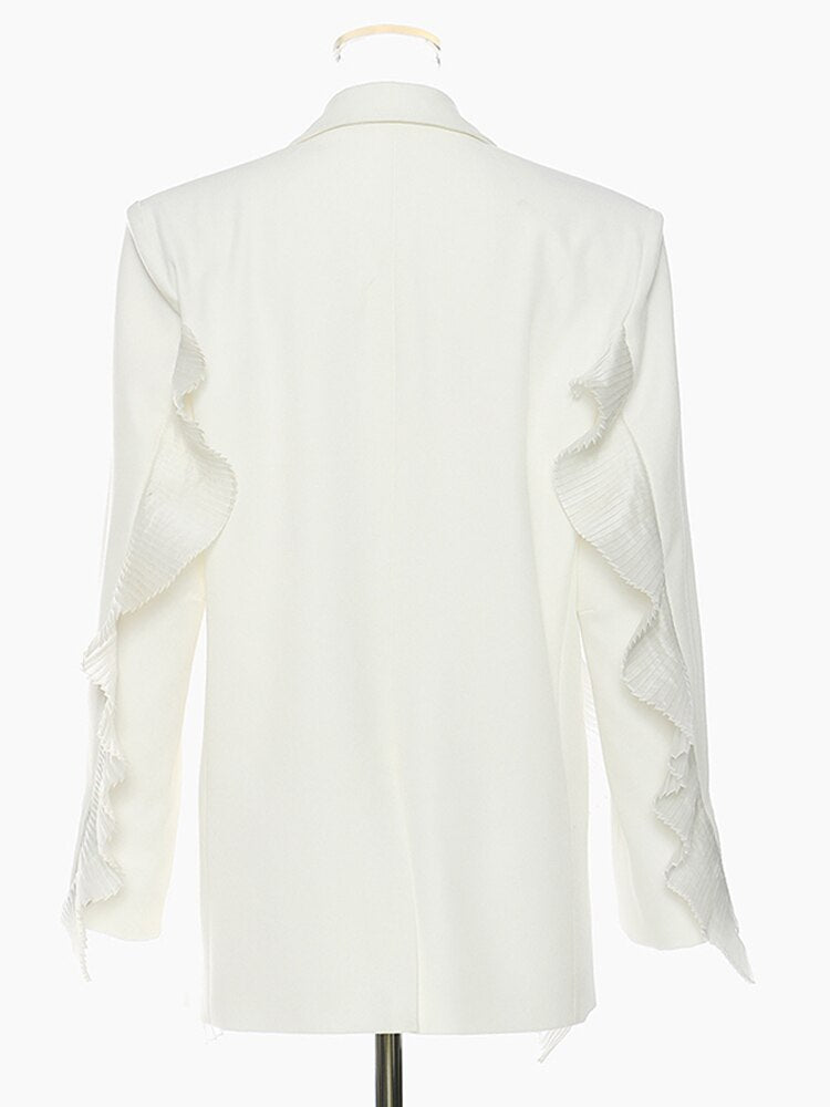 Ruffled Mesh Loose Fit Blazer - Kelly Obi New York