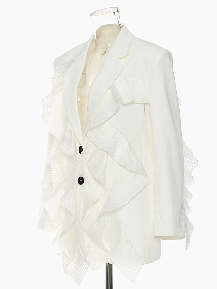 Ruffled Mesh Loose Fit Blazer - Kelly Obi New York