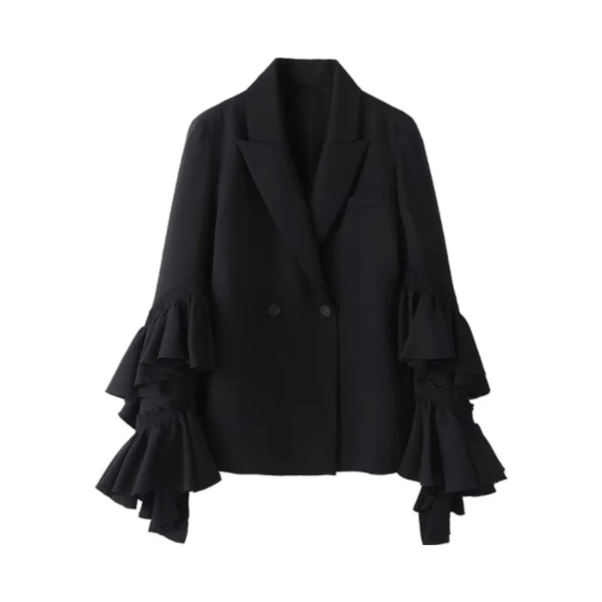 Ruffled Sleeves Double Breasted Blazer - Kelly Obi New York