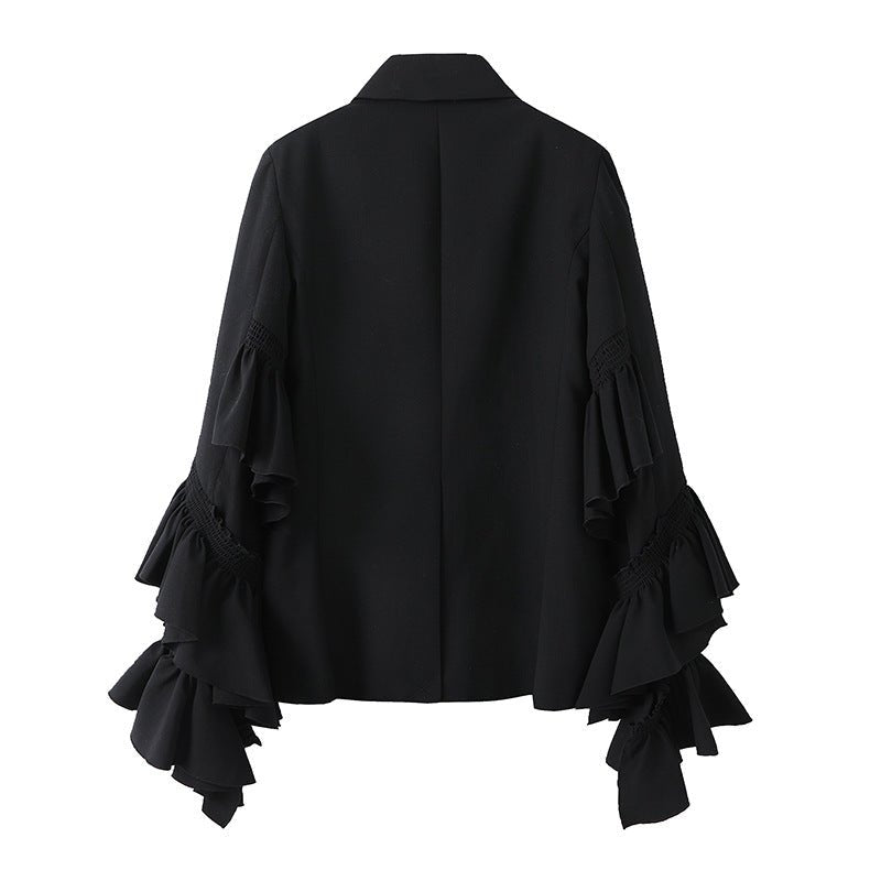 Ruffled Sleeves Double Breasted Blazer - Kelly Obi New York