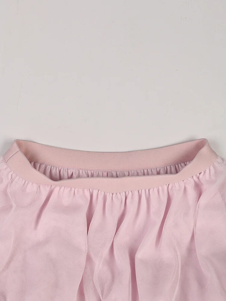 Ruffles High Waist Mesh Layered Skirt - Kelly Obi New York