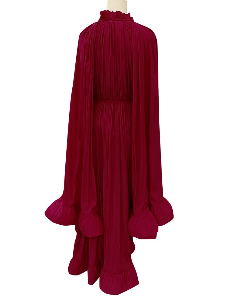 Ruffles High Waist Pleated Long Dress - Kelly Obi New York