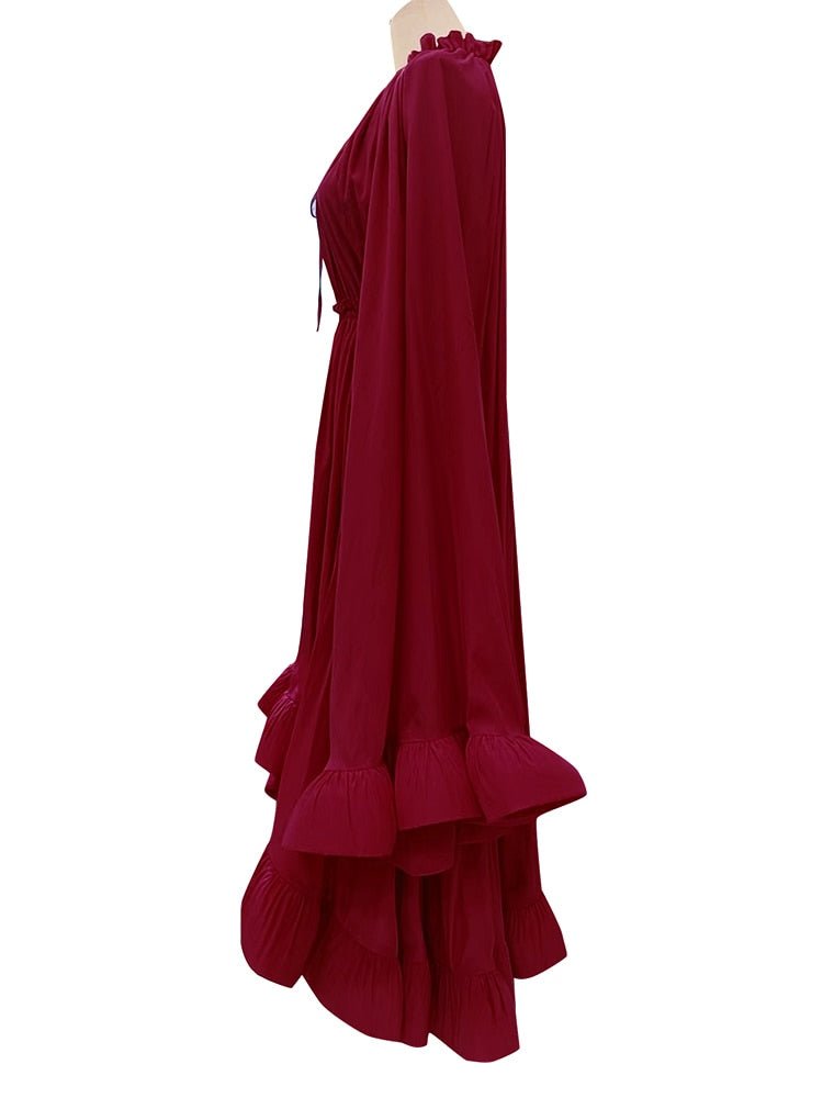 Ruffles High Waist Pleated Long Dress - Kelly Obi New York