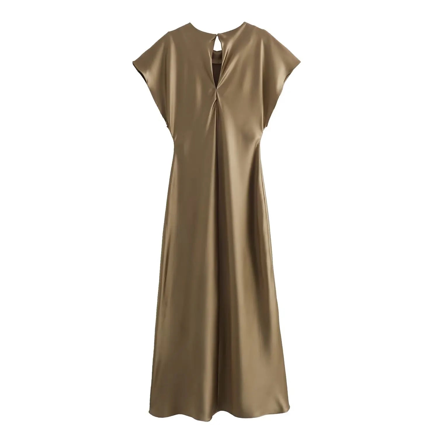 Satin Effect Sleeveless Midi Dress - Kelly Obi New York