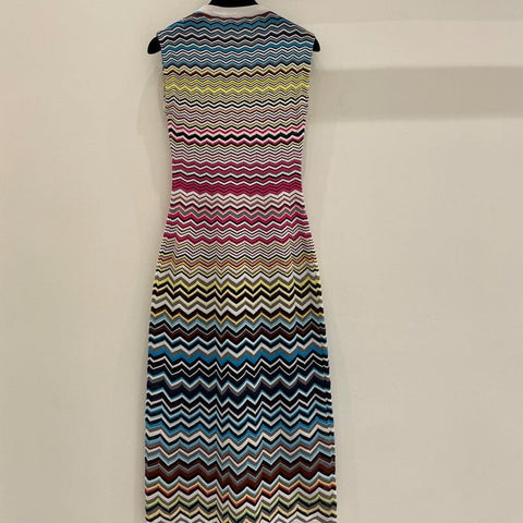 Sawtooth Stripes Knitted Dress - Kelly Obi New York