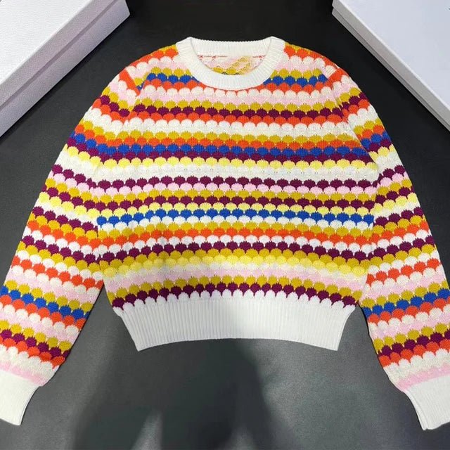 Scale Stripes Knit Sweater - Kelly Obi New York