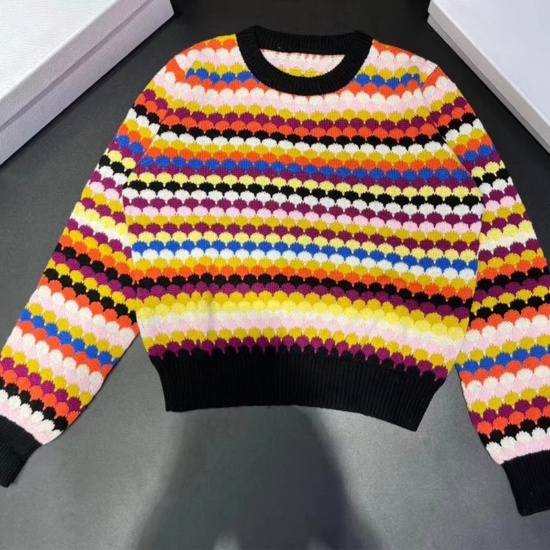Scale Stripes Knit Sweater - Kelly Obi New York