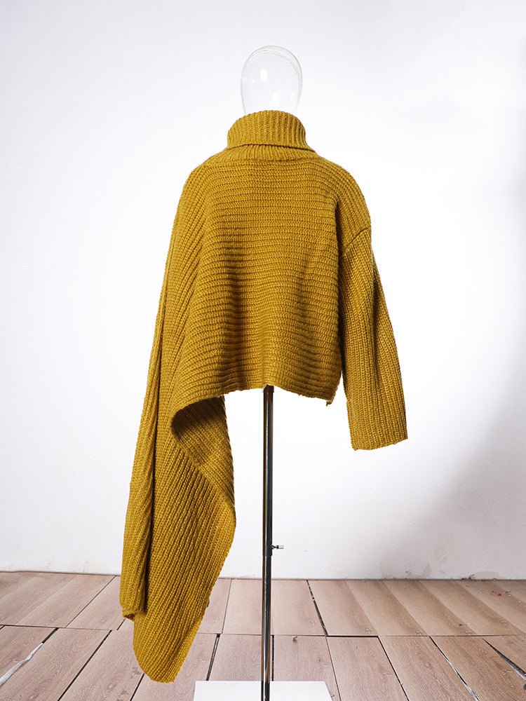 Scarf Sleeve Turtleneck Knit Top - Kelly Obi New York